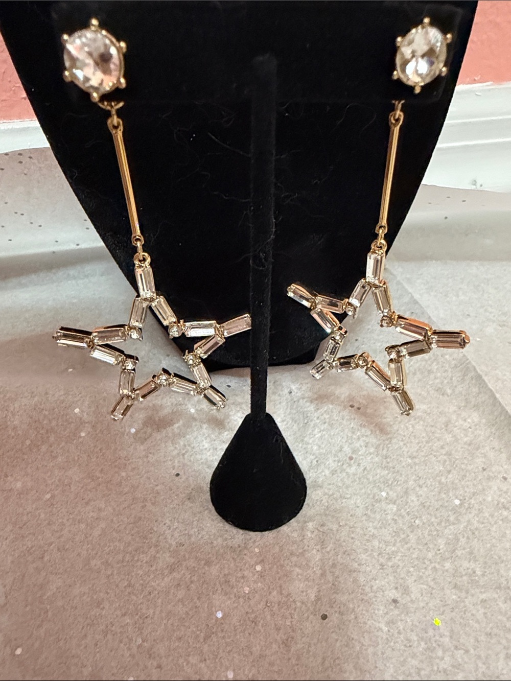Park Lane Gold Star Crystal Drop Earrings